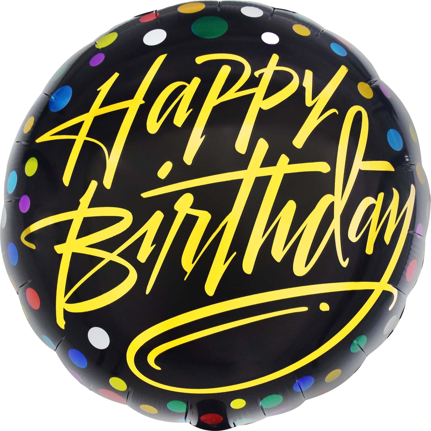 18" Happy Birthday Gold Script on Black Balloon(Helium Inclued)