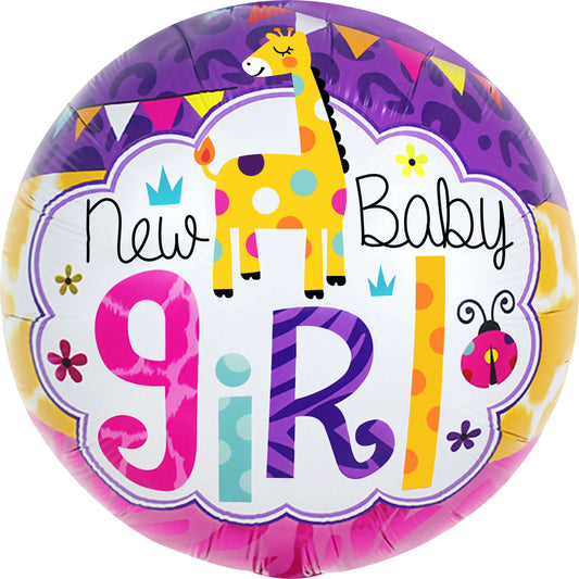 18" New Baby Girl Giraffe Balloon(Helium Inclued)