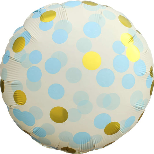 18" Matte Blue Polka Dots Balloon(Helium Inclued)